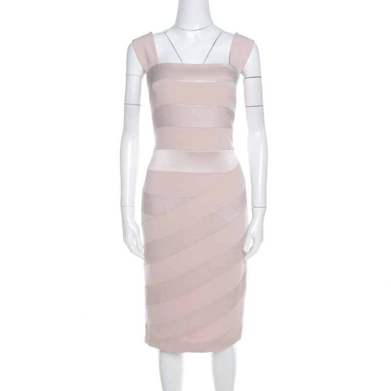 Image of Escada Blush Pink Crepe Paneled Diantima Pencil Dress M