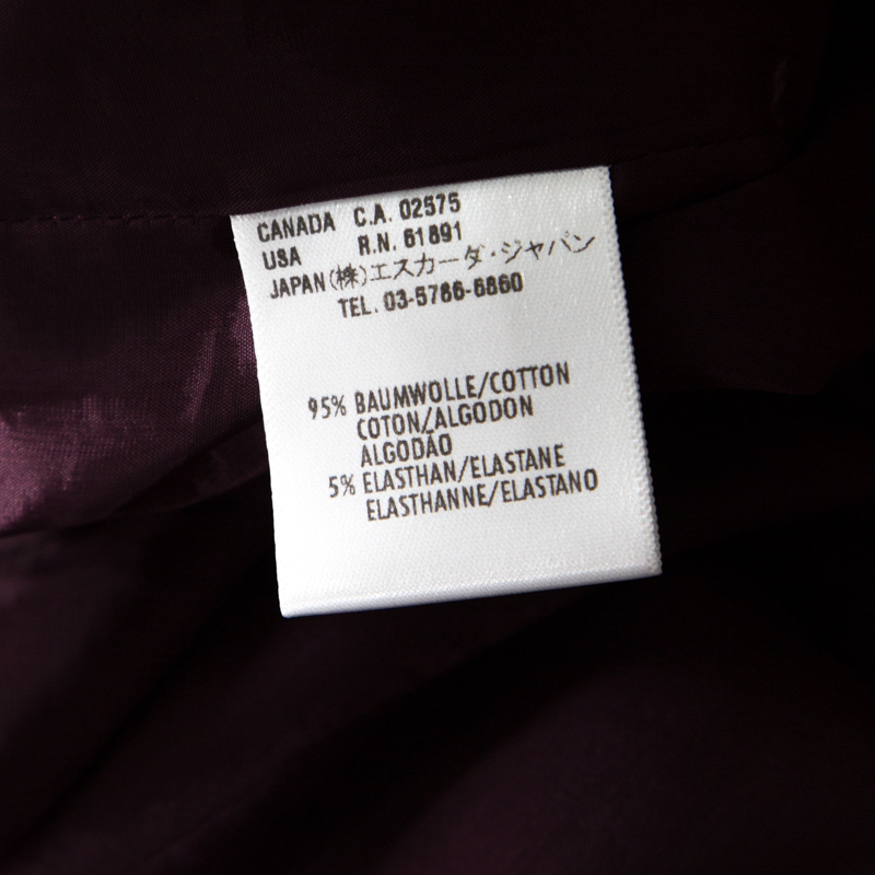 Escada Purple Cotton Stretch Pleated Bodice Detail Sleeveless Pencil Dress M