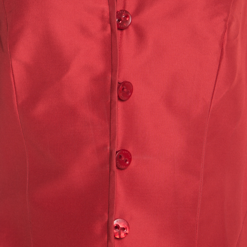Escada Orange Silk Pleat Detail Tailored Button Front Blazer M