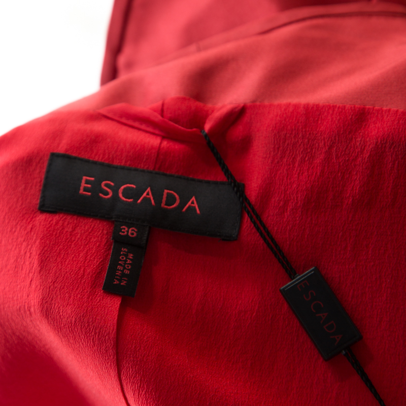 Escada Orange Silk Pleat Detail Tailored Button Front Blazer M