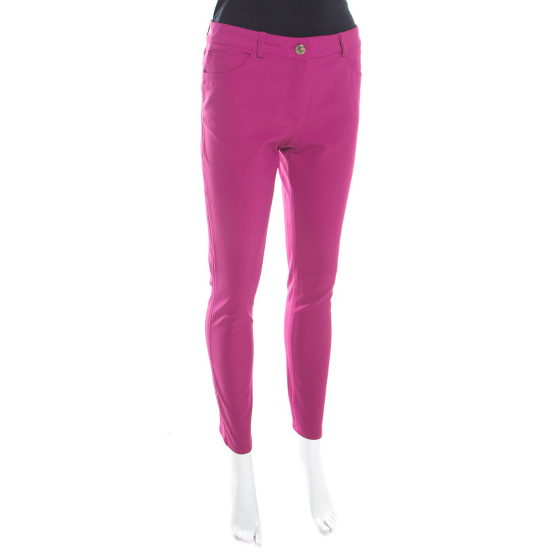 

Escada Tourmaline Pink Stretch Crepe Tailored Tygan Trousers