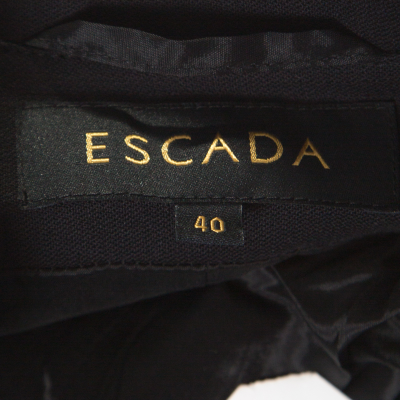 Escada Black Wool Pleat Detail Button Front Beaneth Jacket L