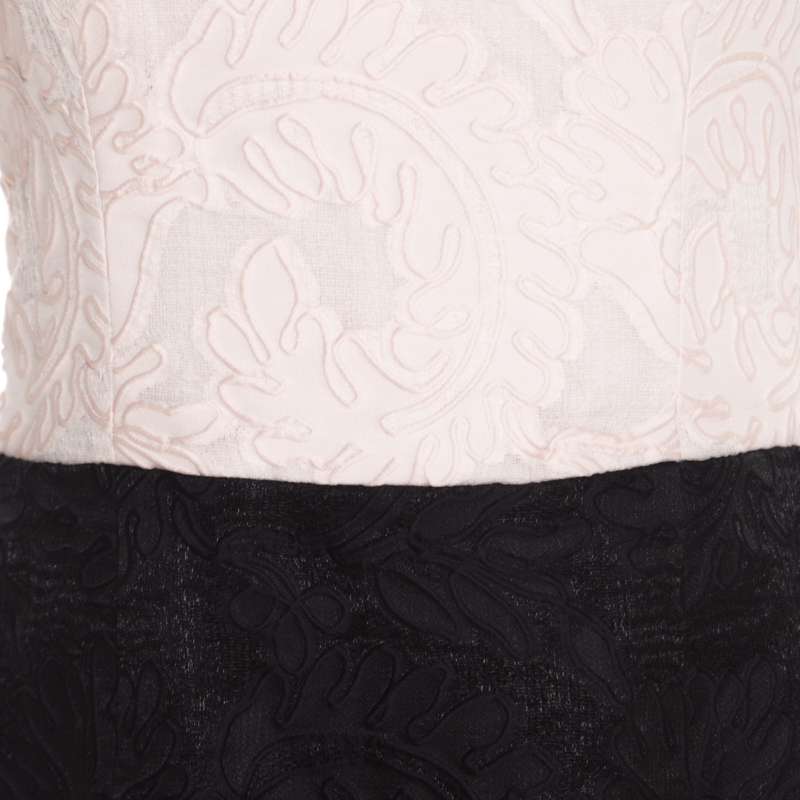 Escada Bicolor Floral Jacquard Cotton Silk Doren Corset Dress M