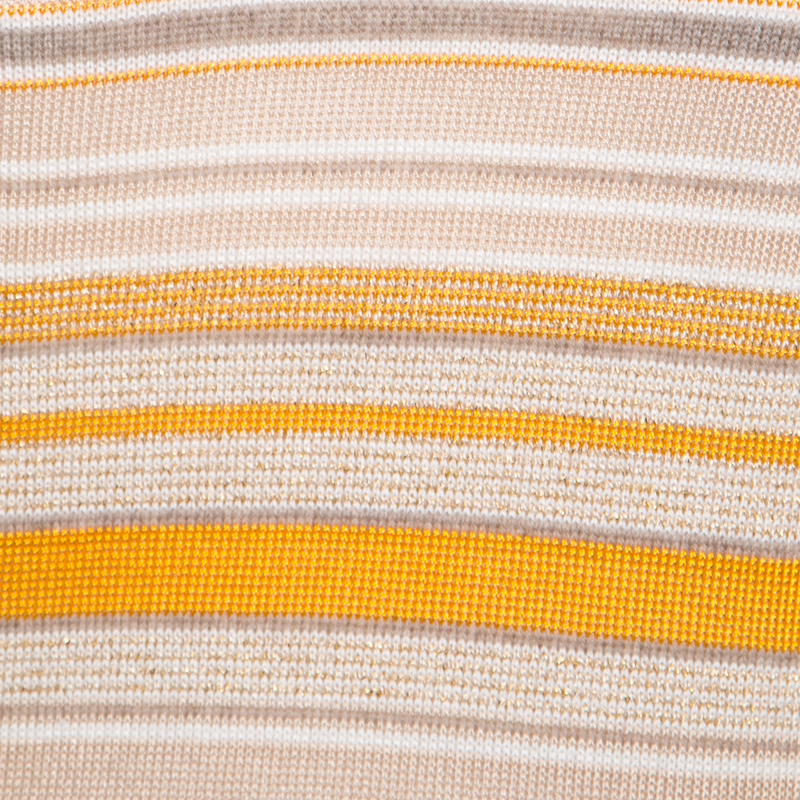 Escada Beige And Orange Stripes Knit Long Sleeve Top L