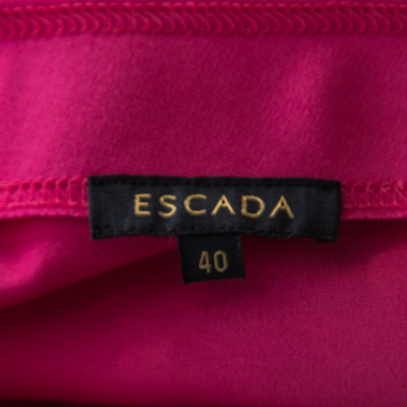 Escada Blossom Pink Knit Gathered Detail Relas Pencil Skirt L