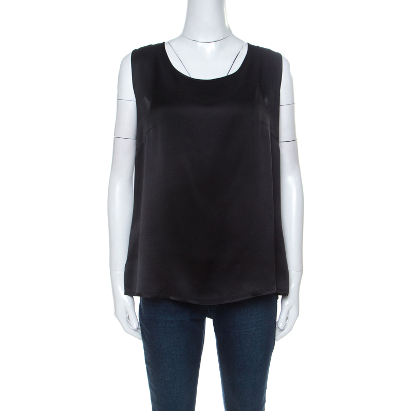 Image of Escada Black Silk Sleeveless Tank Top XL