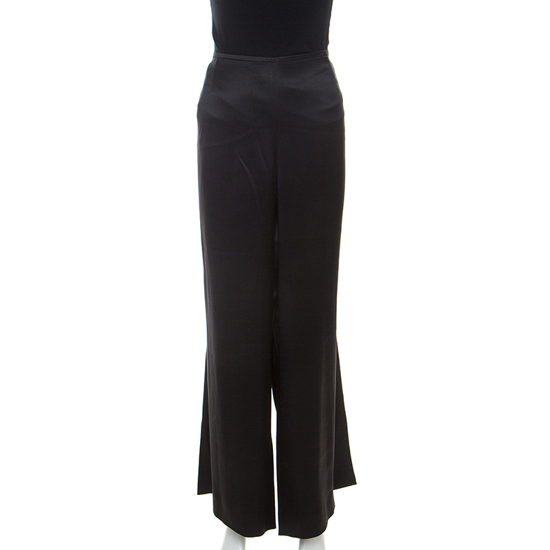 Image of Escada Black Silk Wide Leg Trousers XL