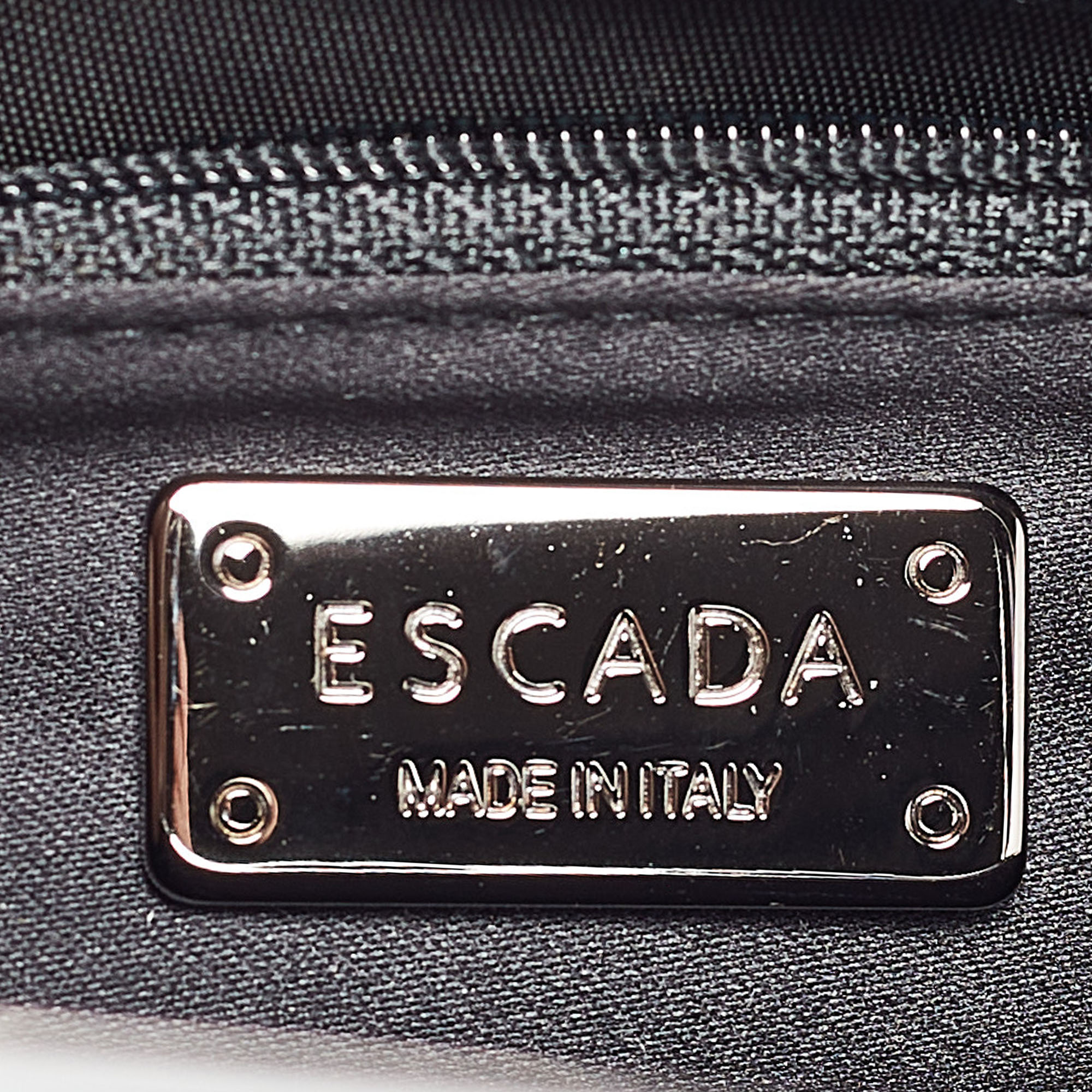 Escada Navy Blue Raffia Frame Chain Shoulder Bag