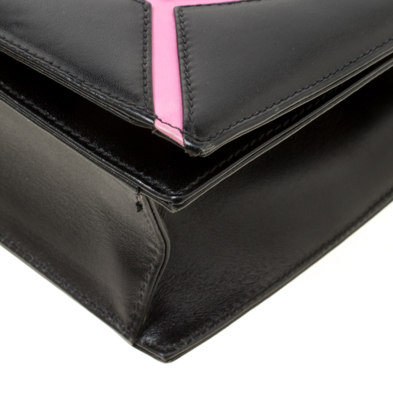 Escada Black/Pink Leather Shoulder Bag