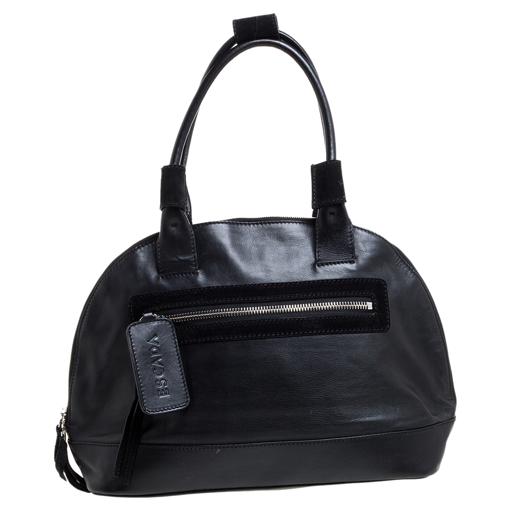 Image of Escada Black Leather Dome Satchel