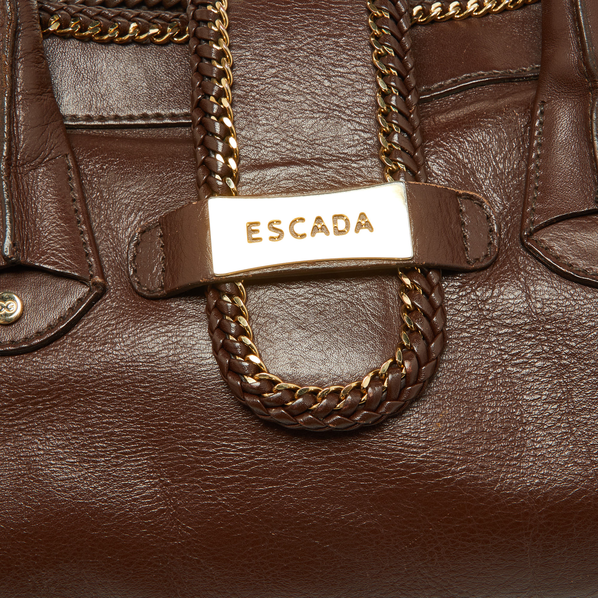 Escada Brown Leather Chain Satchel