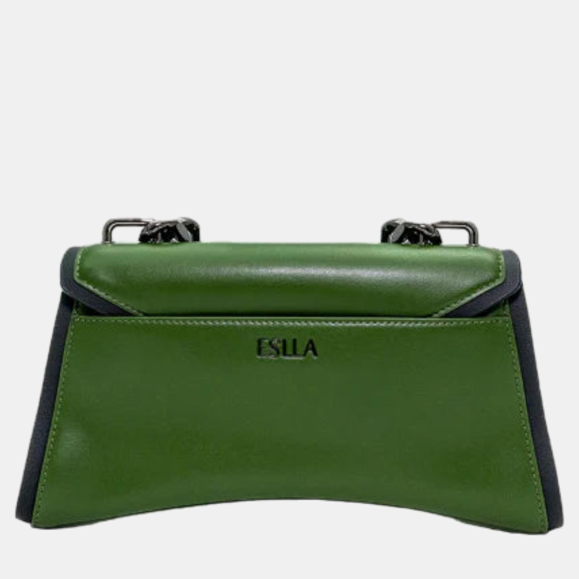 Eslla Dharma Green W Green Trim Shoulder Bag