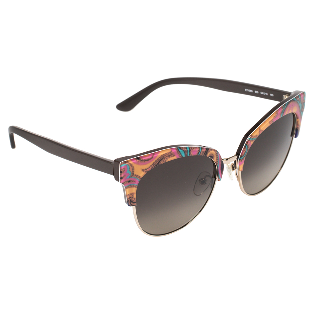 Image of Etro Brown/Orange Paisley Gradient ETS Cat Eye Sunglasses