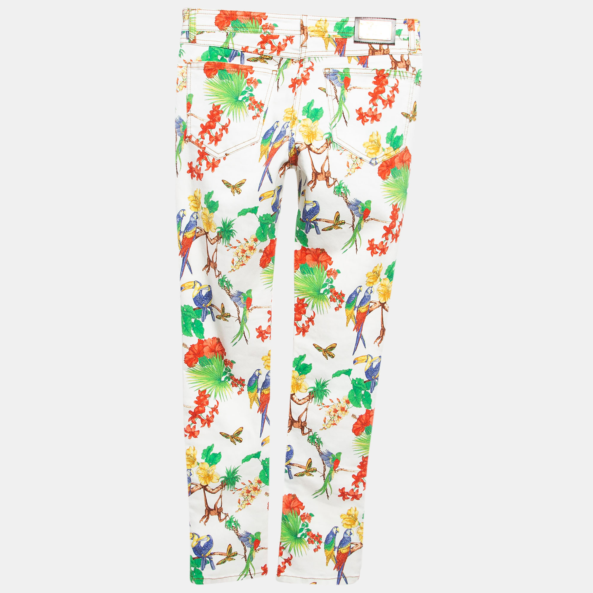 Etro White Jungle Print Denim Skinny Jeans S Waist 27''