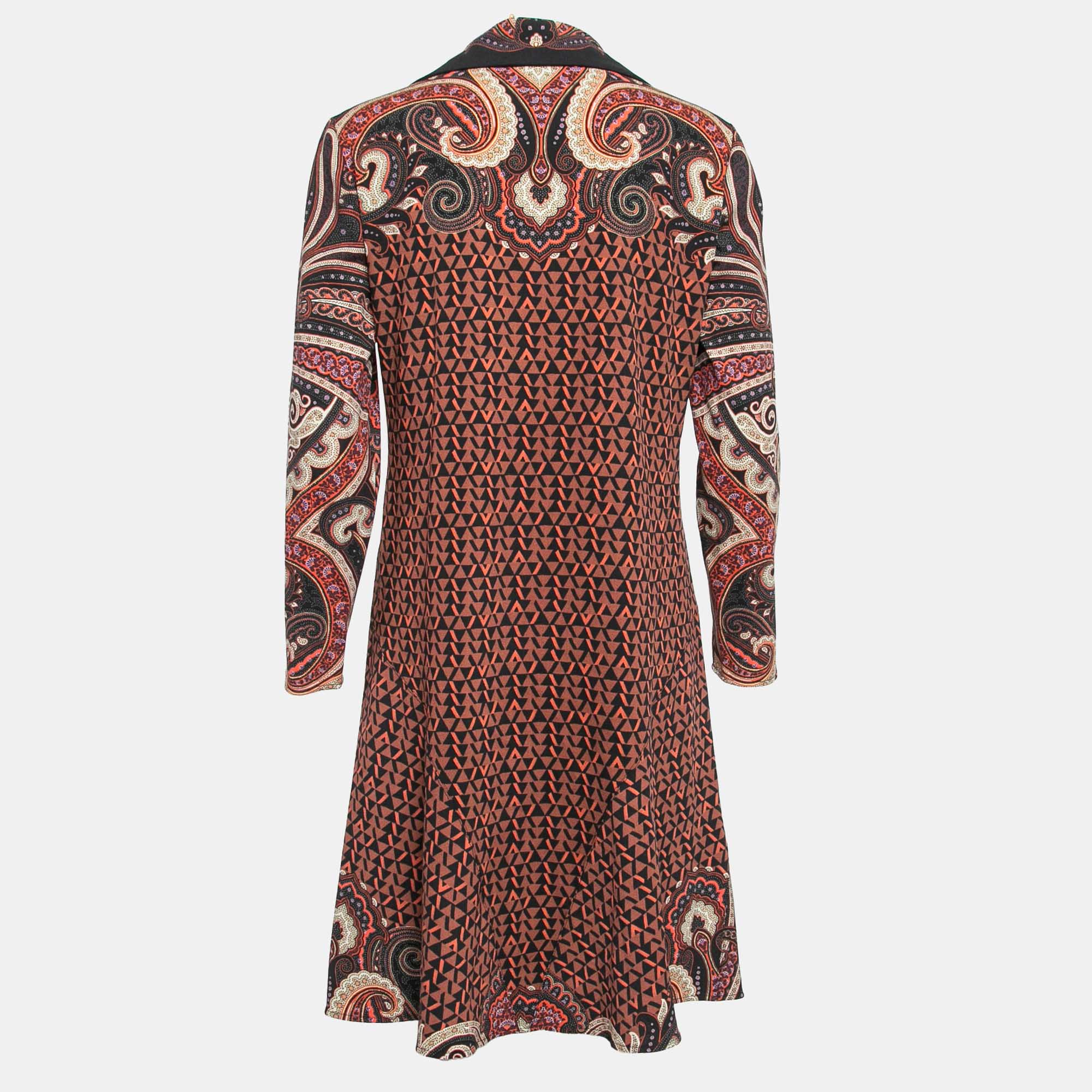 Etro Multicolor Paisley Print Crepe Wool Flared Short Dress M