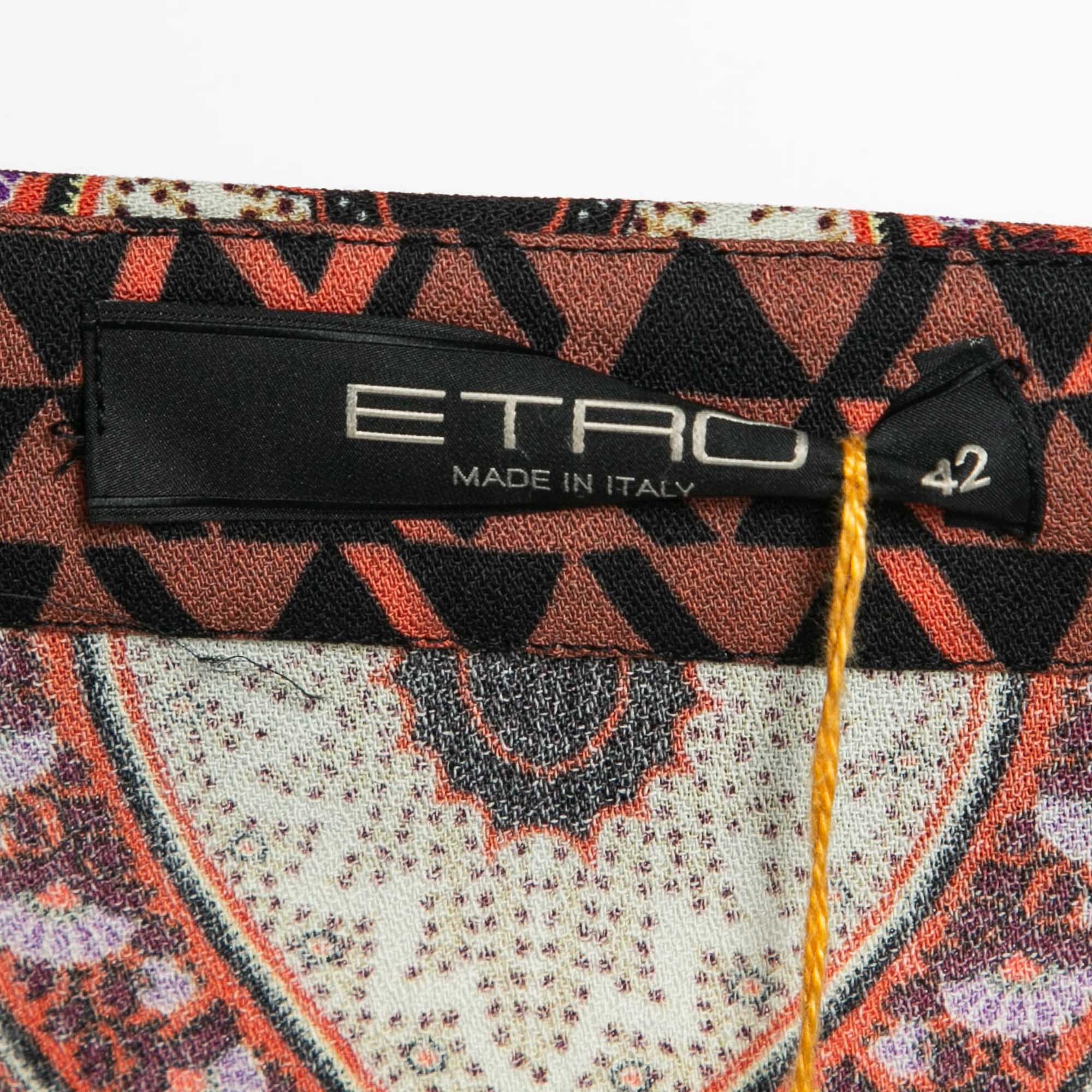 Etro Multicolor Paisley Print Crepe Wool Flared Short Dress M