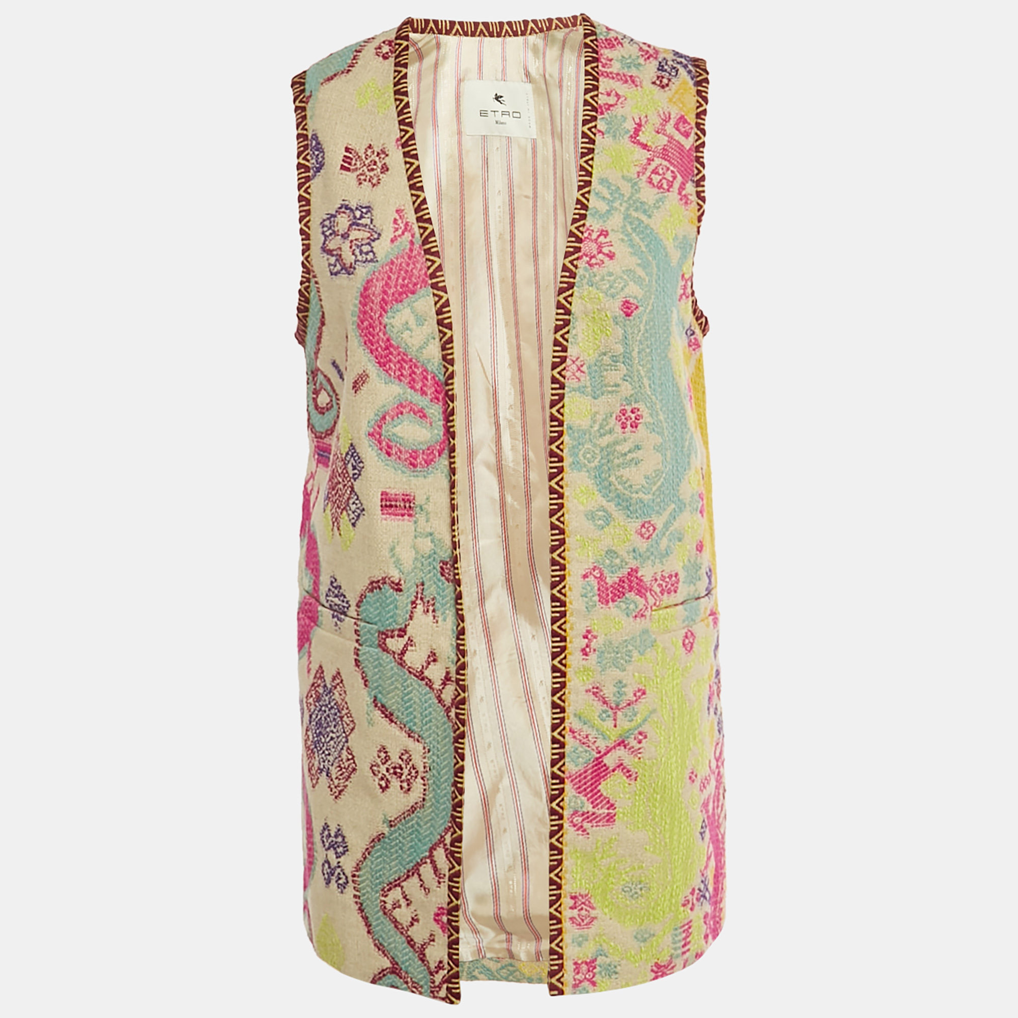 Etro Cream Jacquard Open Front Vest M
Etro Cream Jacquard Open Front Vest M