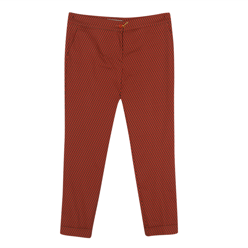 Image of Etro Orange Patterned Jacquard Tailored Trousers L