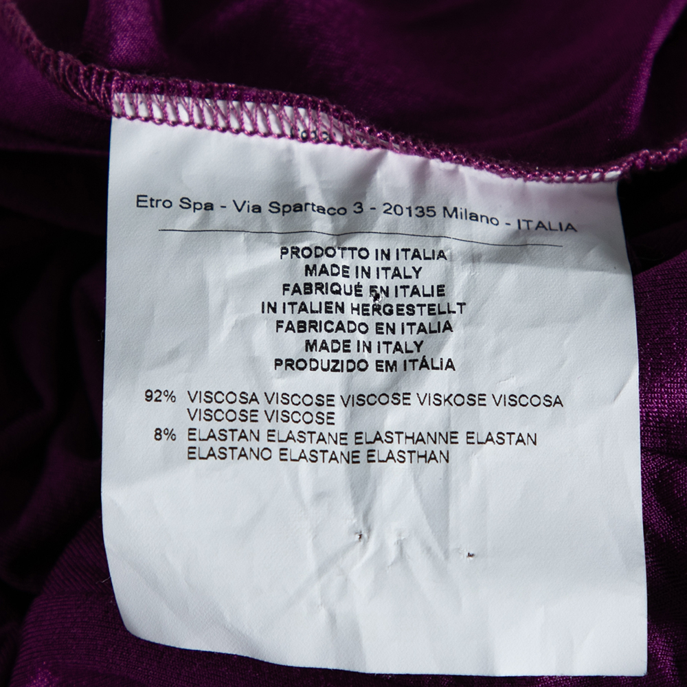 Etro Purple Draped Knit Short Sleeve Tunic L