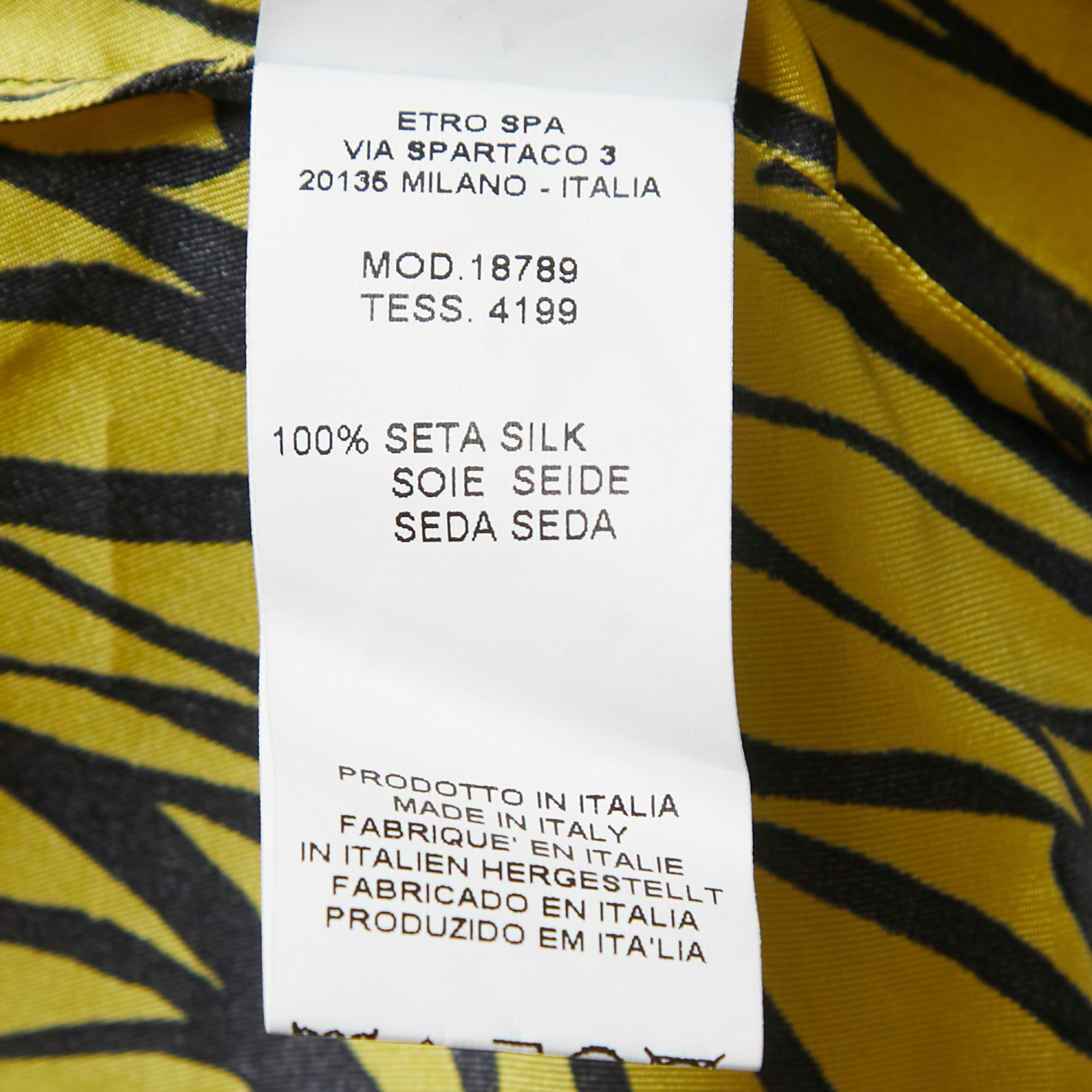 Etro Yellow Leaf Printed Silk Sleeveless Top M