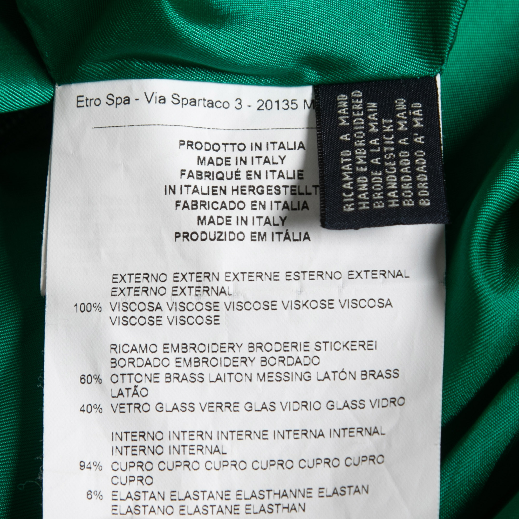 Etro Green Paisley Printed Crepe Embellished Maxi Dress S