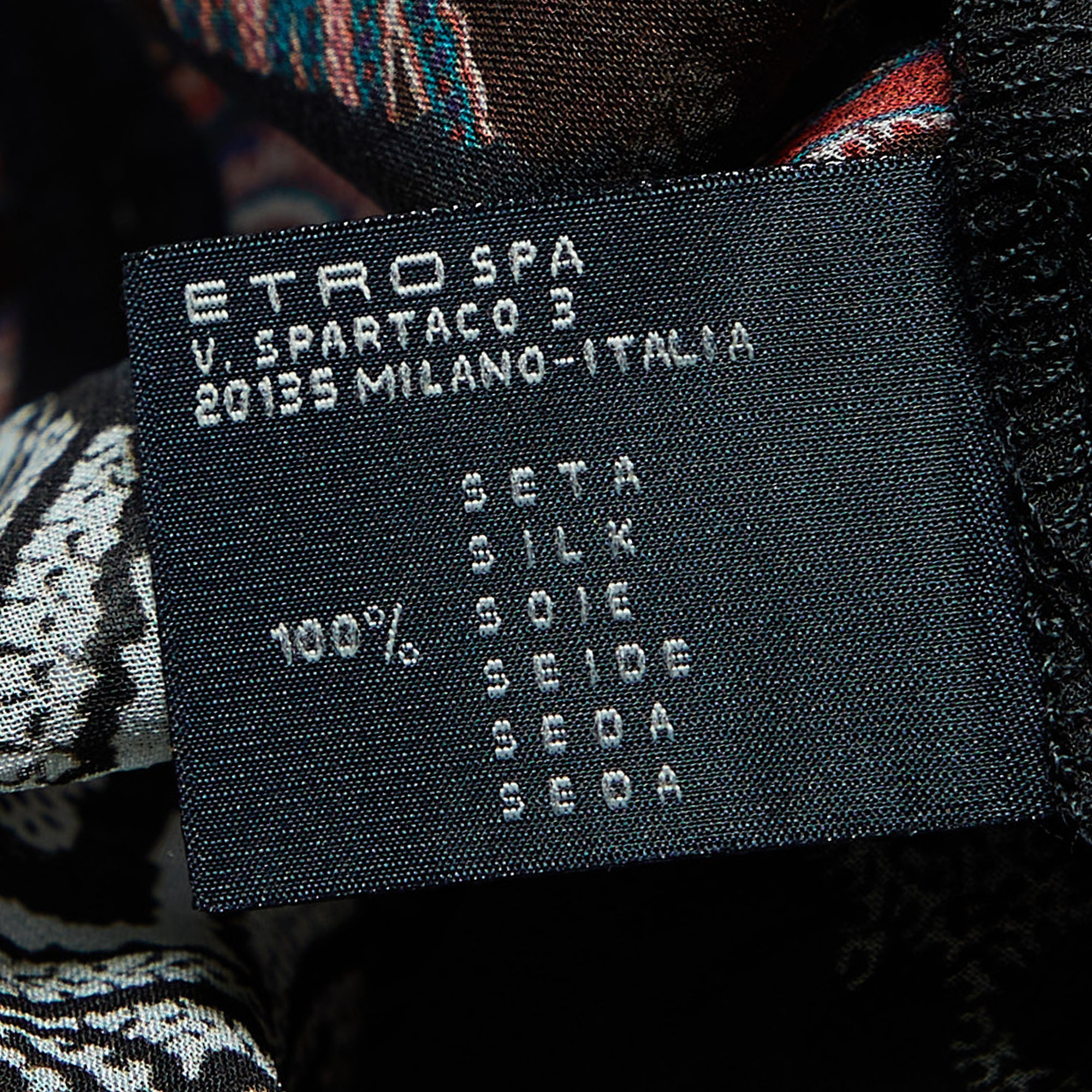 Etro Multicolor Printed Silk & Satin Trim Belted Tunic S