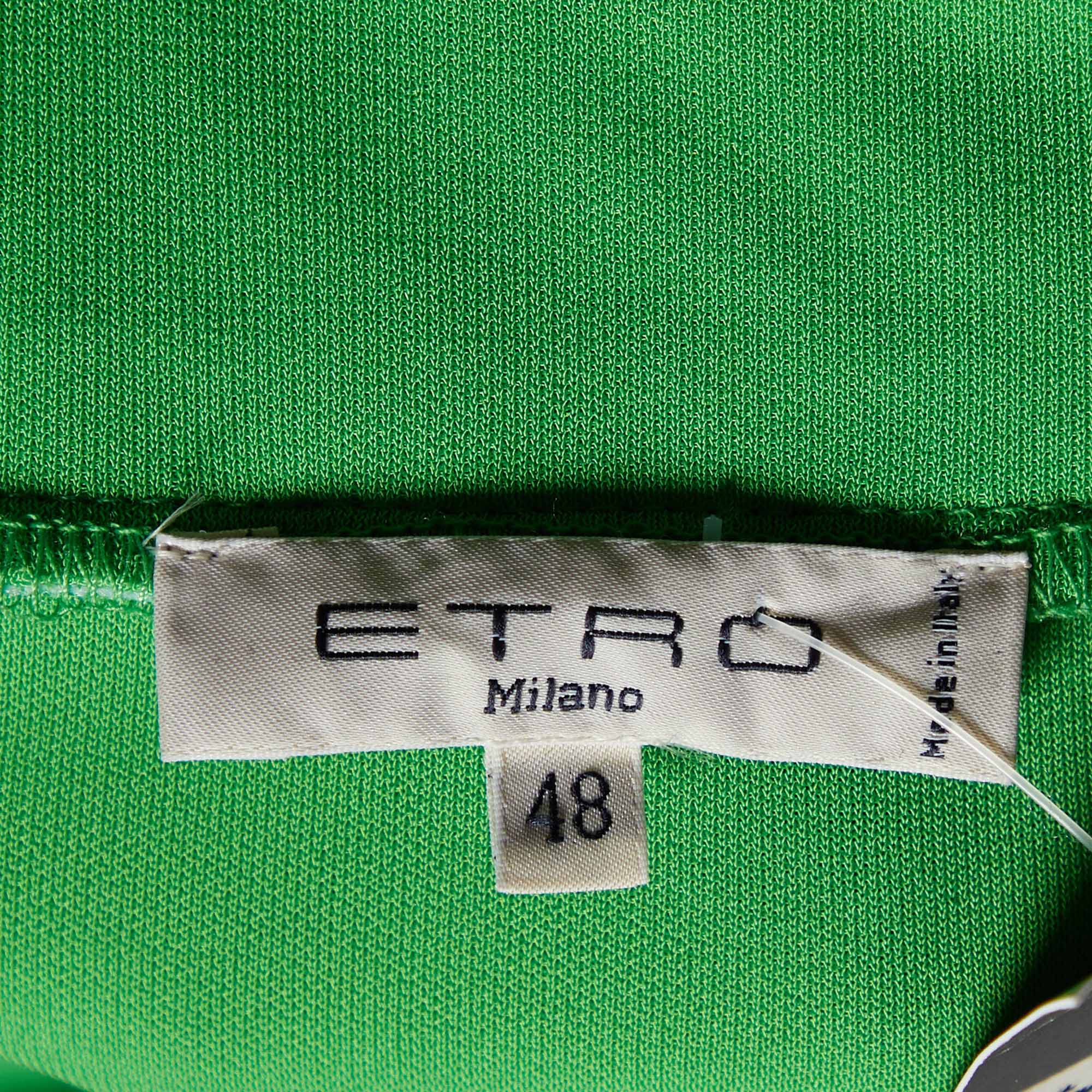 Etro Green Jersey Frill Neck Detail Mini Dress L