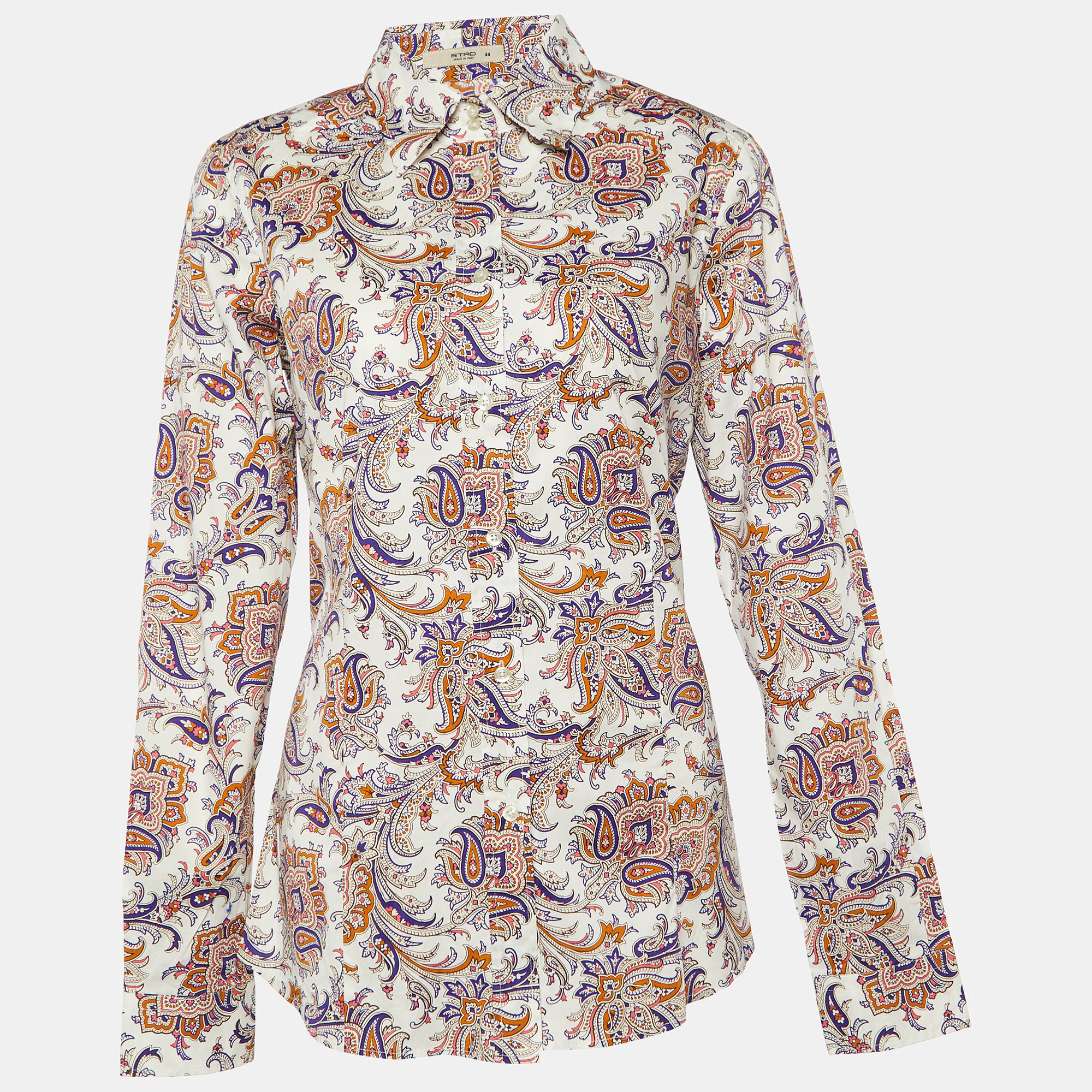 Etro multicolor paisley printed cotton button front shirt m