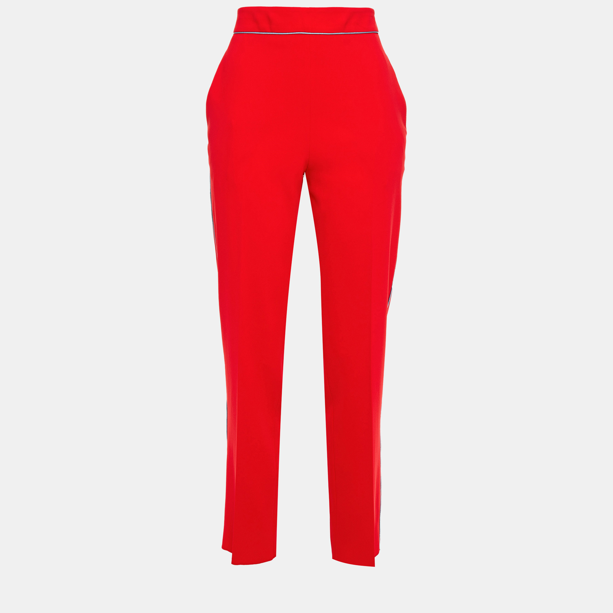 Etro red crepe straight leg pants m (it 42)