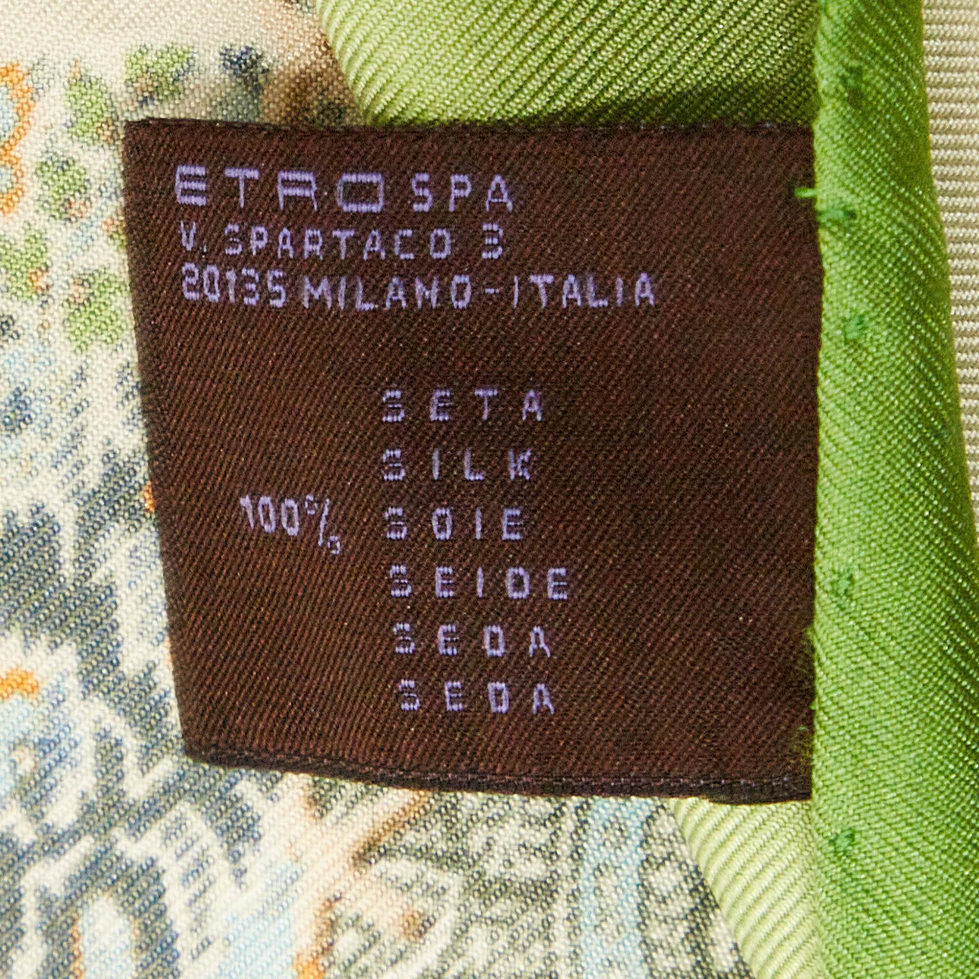 Etro Green Paisley Print Silk Handkerchief Scarf