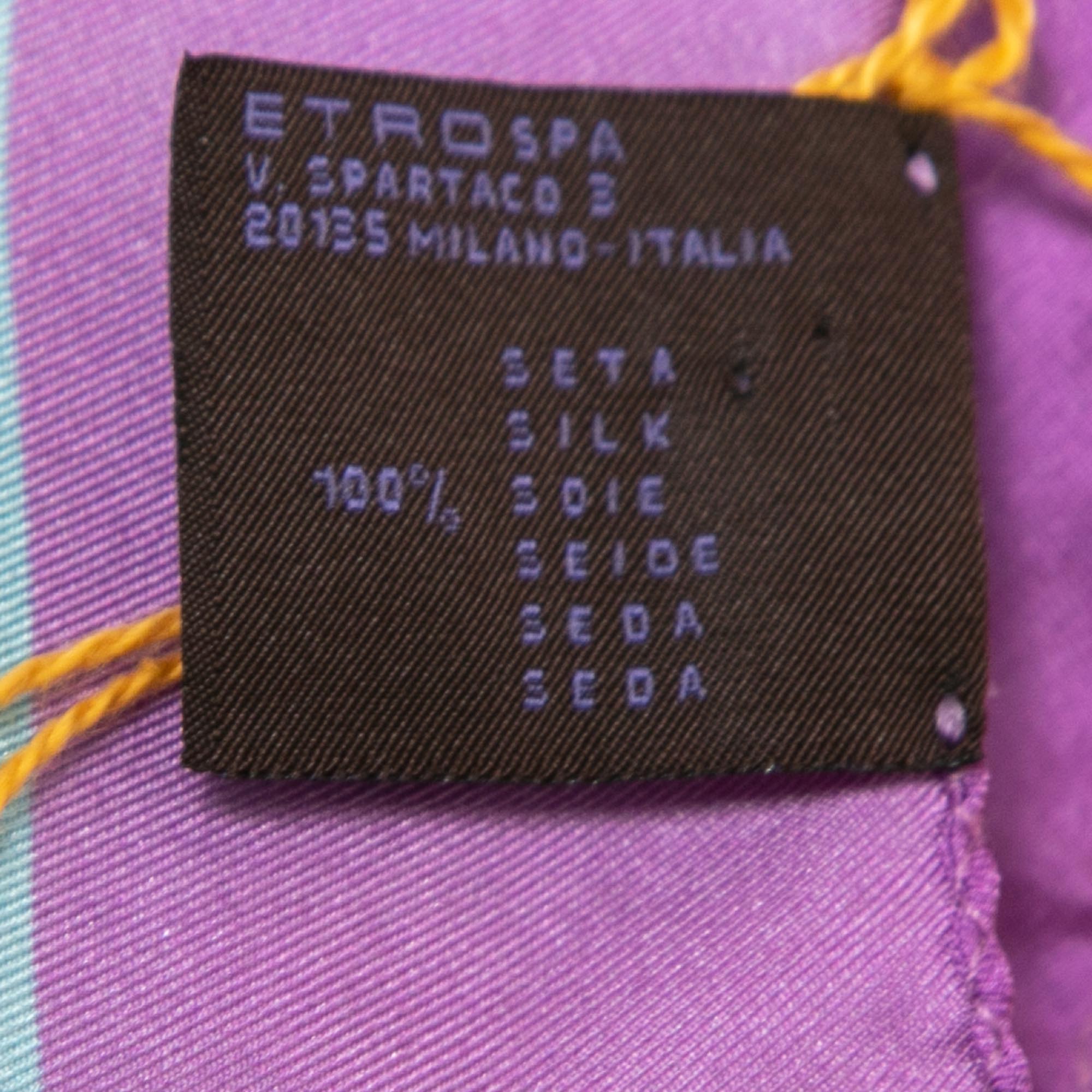 Etro Purple Printed Silk Square Handkerchief