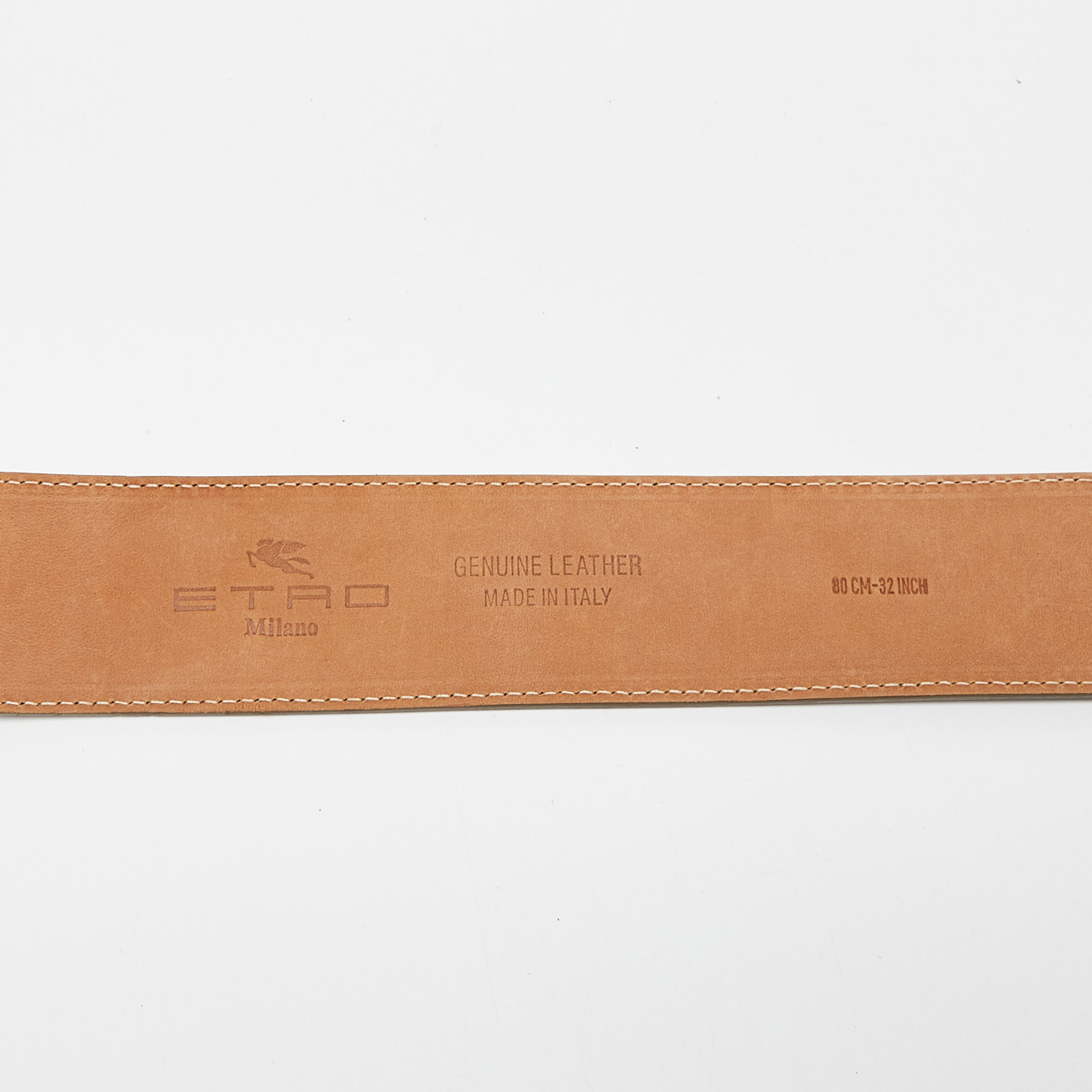 Etro Brown/Silver Lizard Embossed Leather Waist Belt 80CM