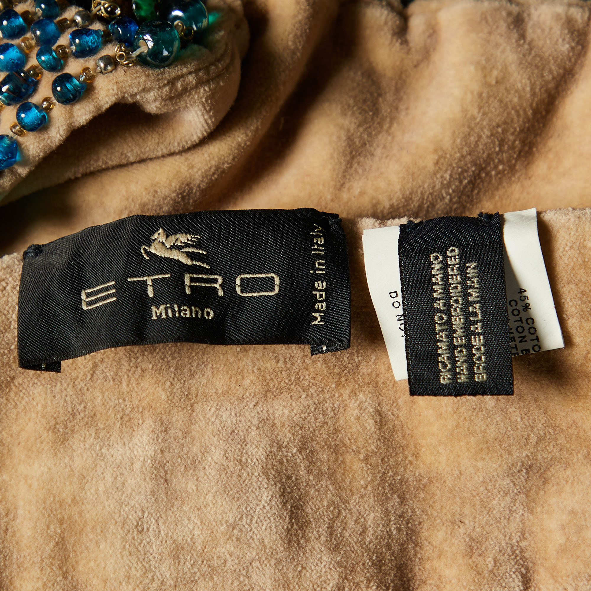 Etro Multicolour Beaded Velvet Tie Detail Waist Belt