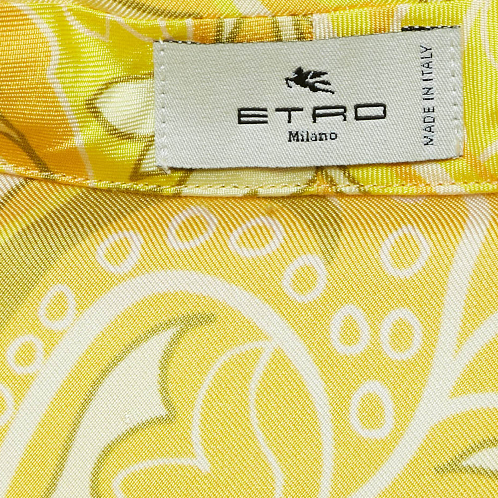 Etro Yellow Printed Silk/Cotton Shirt And Skirt Set M/L