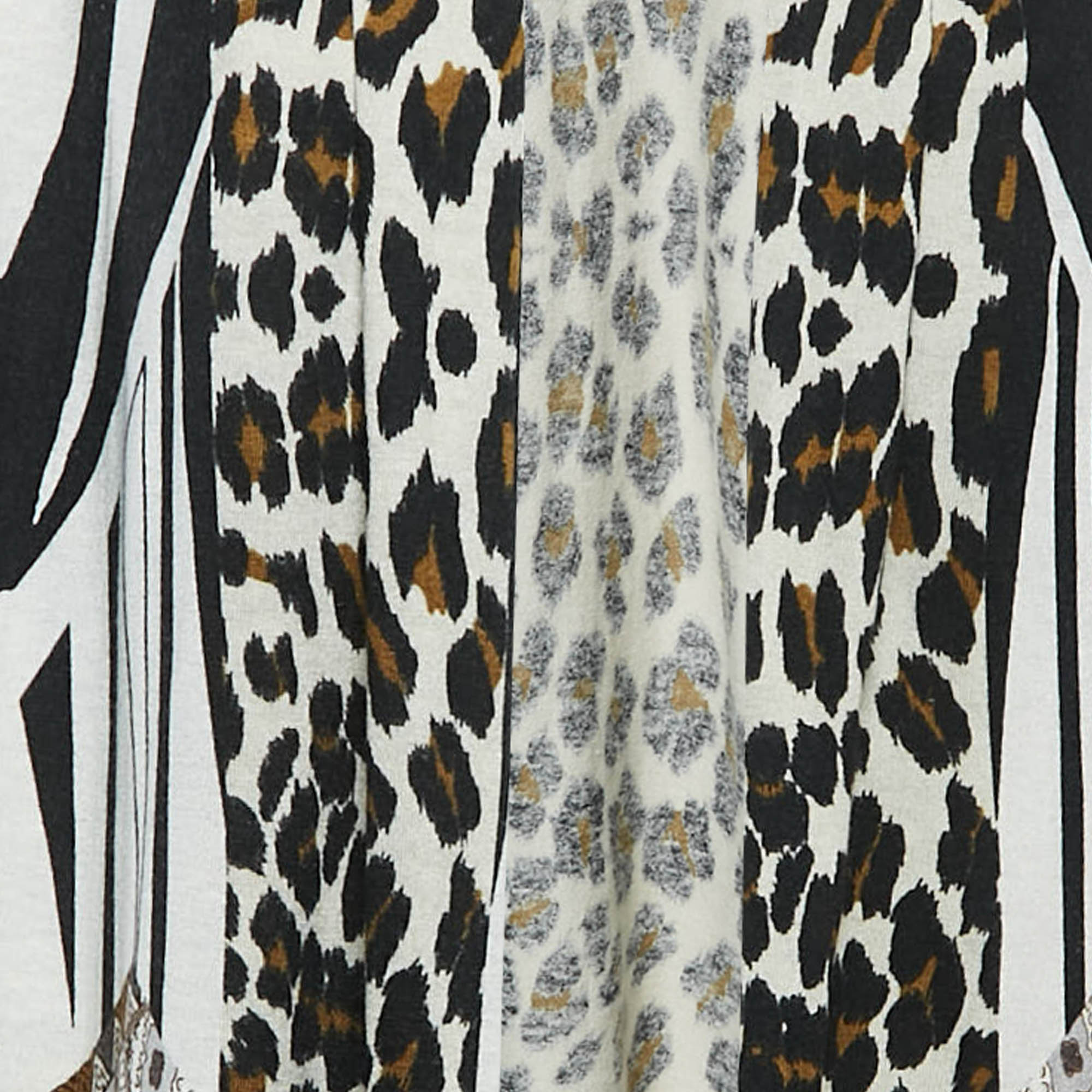 Etro Black Animal Print Jersey Open Front Cardigan M