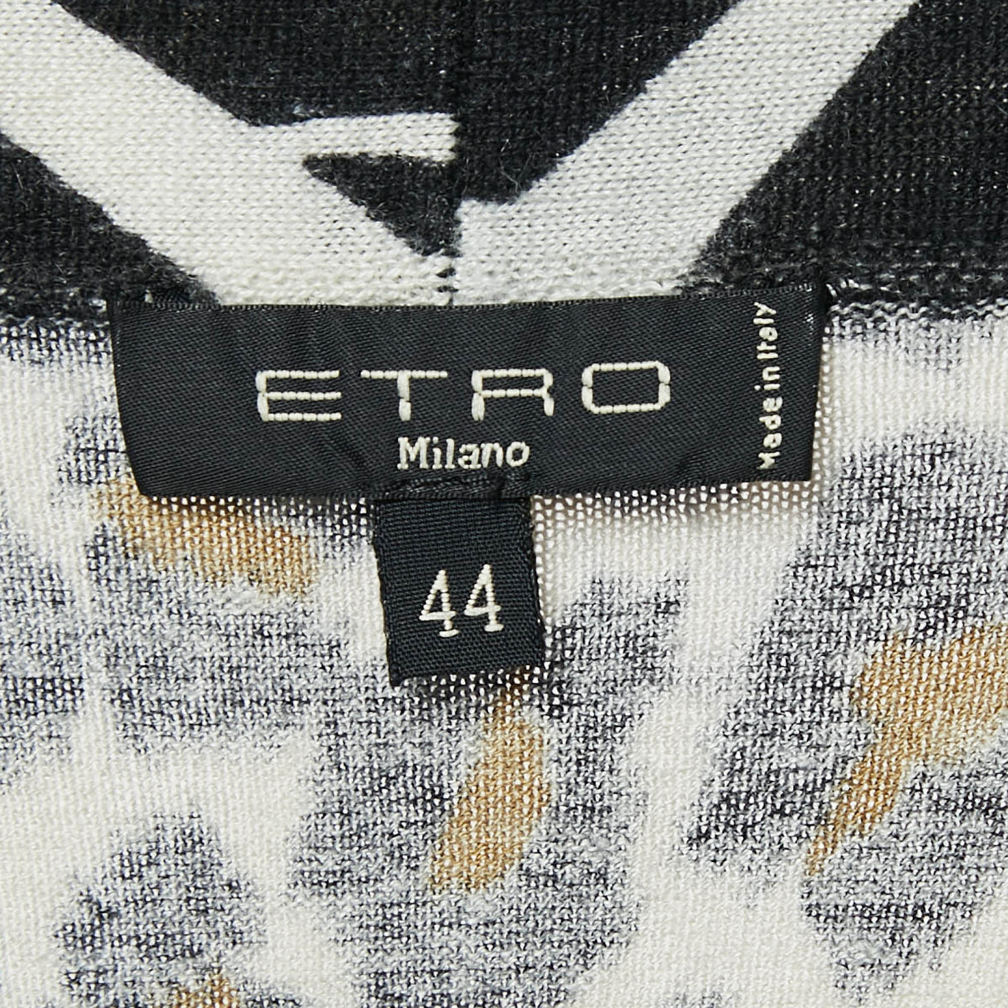 Etro Black Animal Print Jersey Open Front Cardigan M