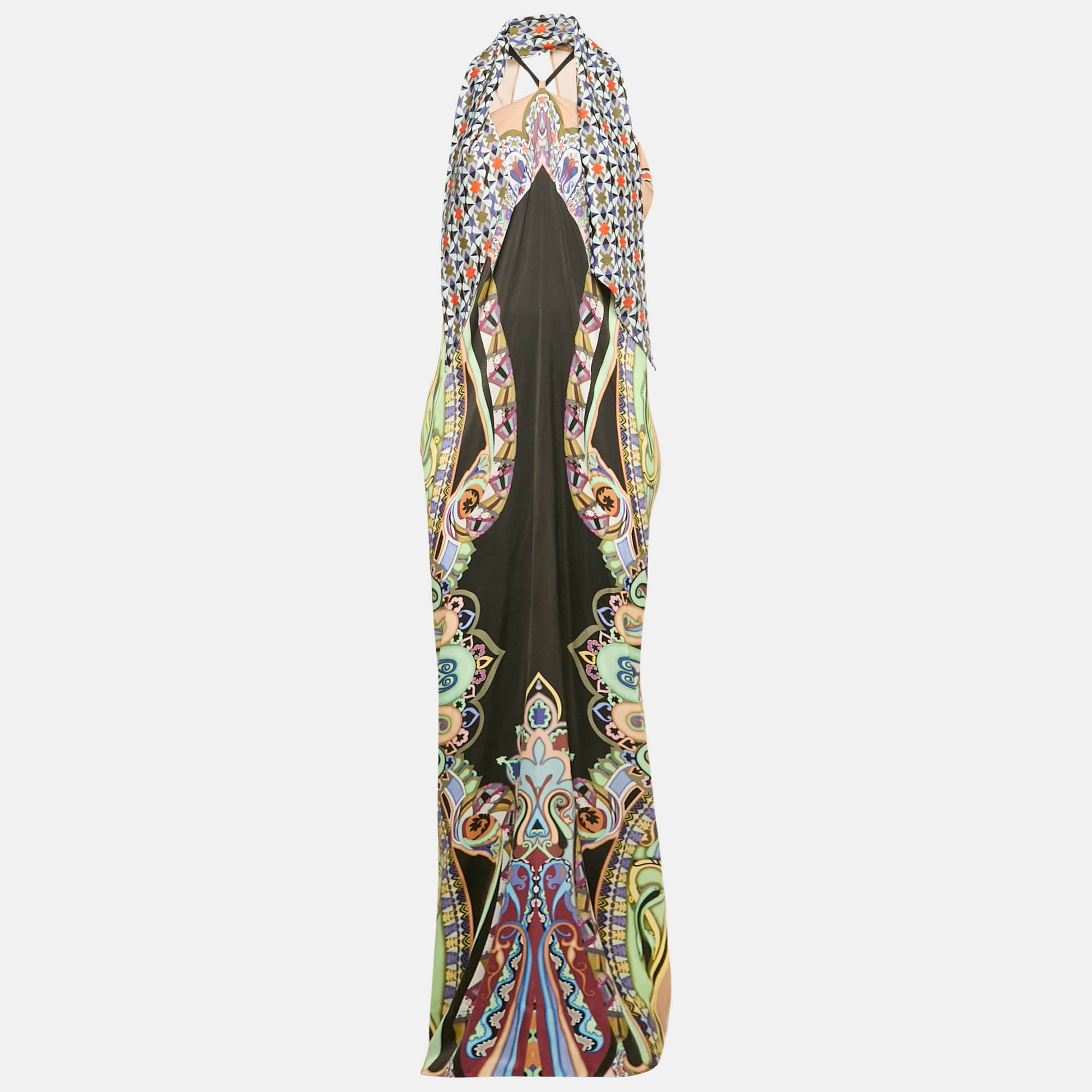 Etro Multicolor Printed Halter Neck Satin Tie-Up Detail Maxi Dress L
Etro Multicolor Printed Halter Neck Satin Tie-Up Detail Maxi Dress L