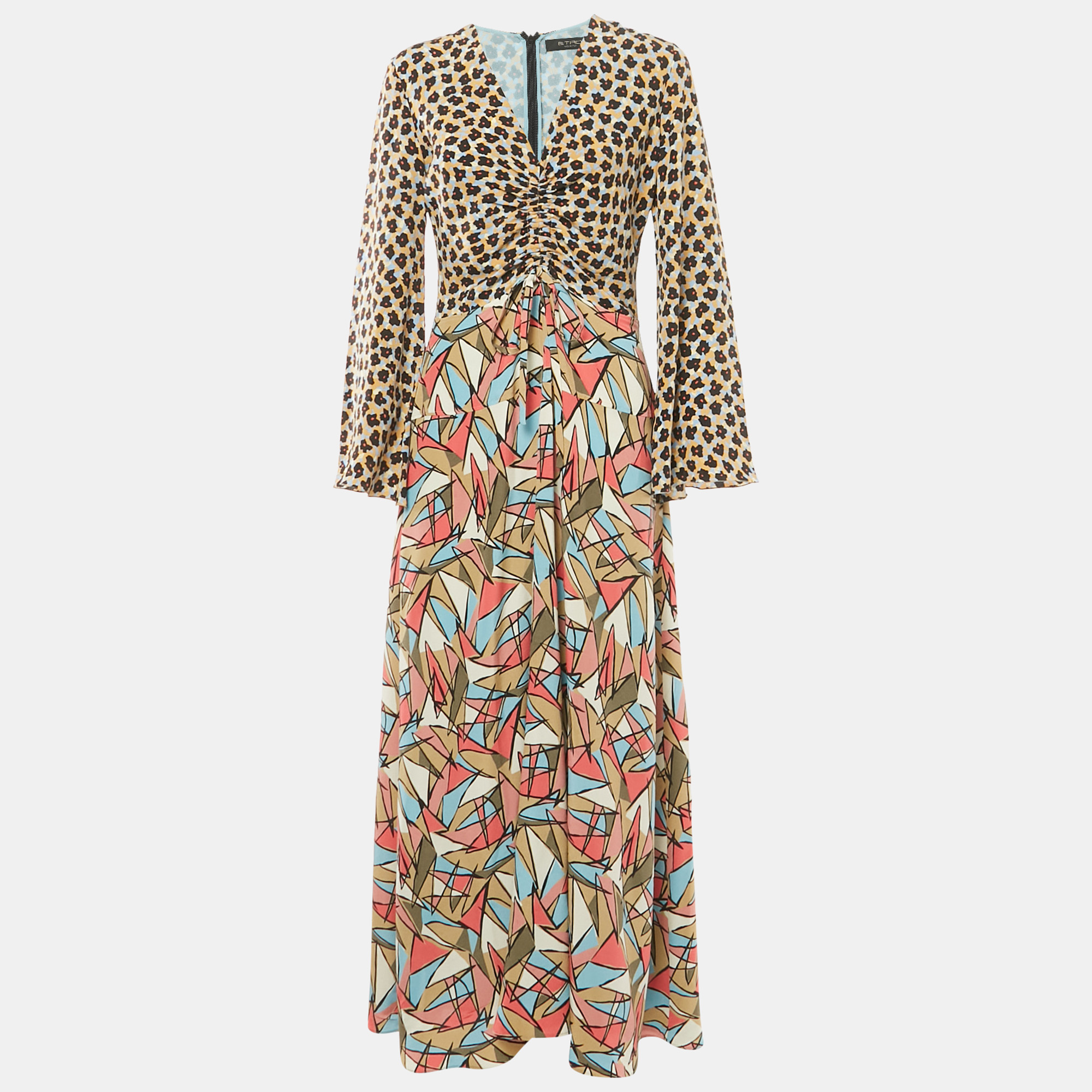 Printed Silk V-Neck Maxi Dress L - Etro - Modalova