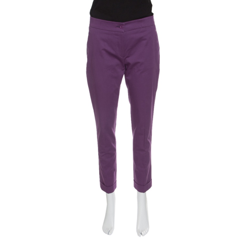 Etro Purple Cotton Tailored Trousers M