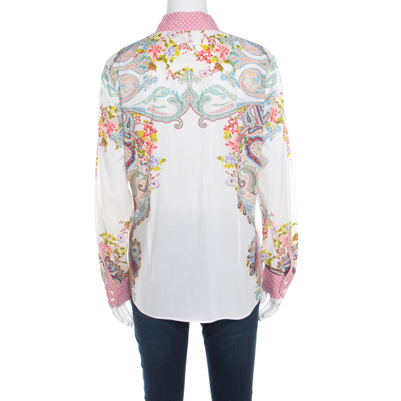 Etro Multicolor Floral And Paisley Printed Long Sleeve Shirt L