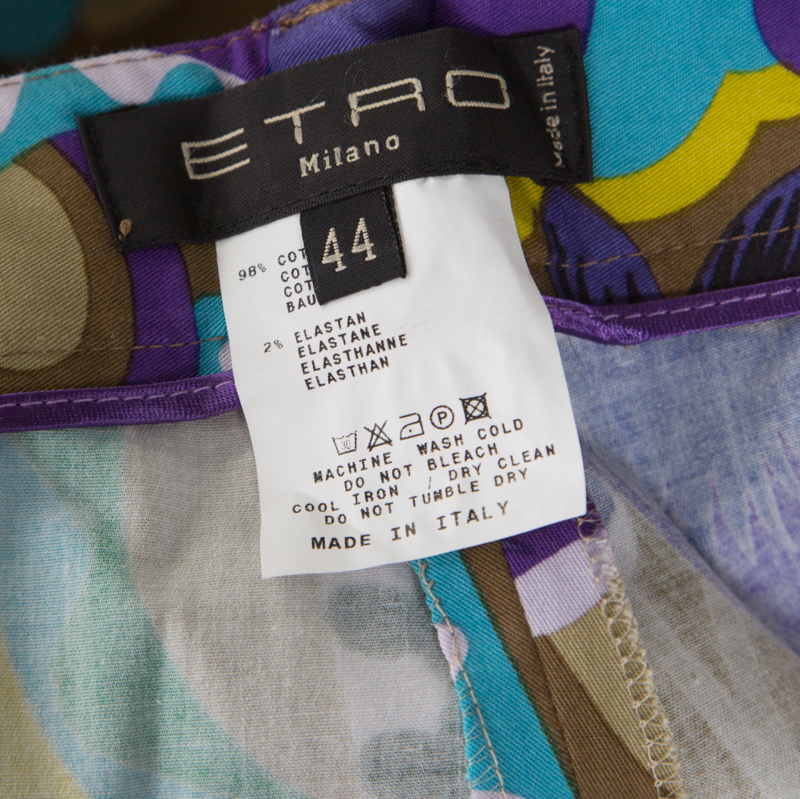 Etro Multicolor Printed Cotton Straight Fit Trouser M