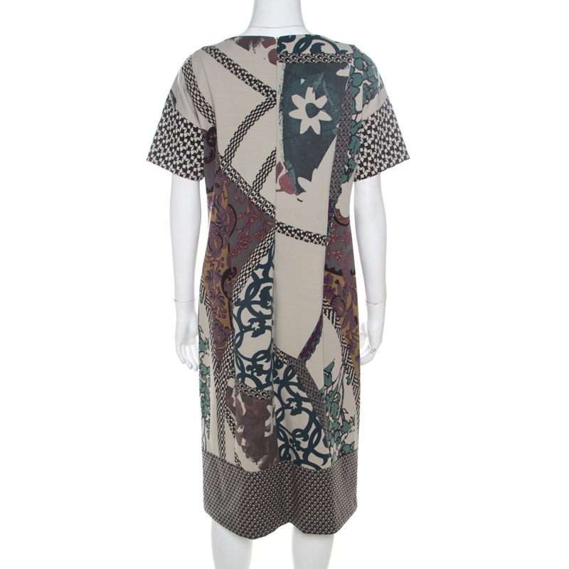 Etro Multicolor Abstract Printed Wool Blend Short Dress L