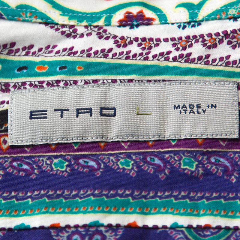 Etro Multicolor Paistley Print Cotton Shirt L