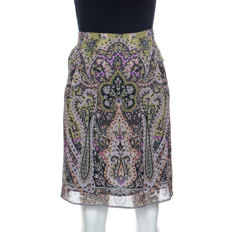 

Etro Multicolor Paisley Print Silk Skirt