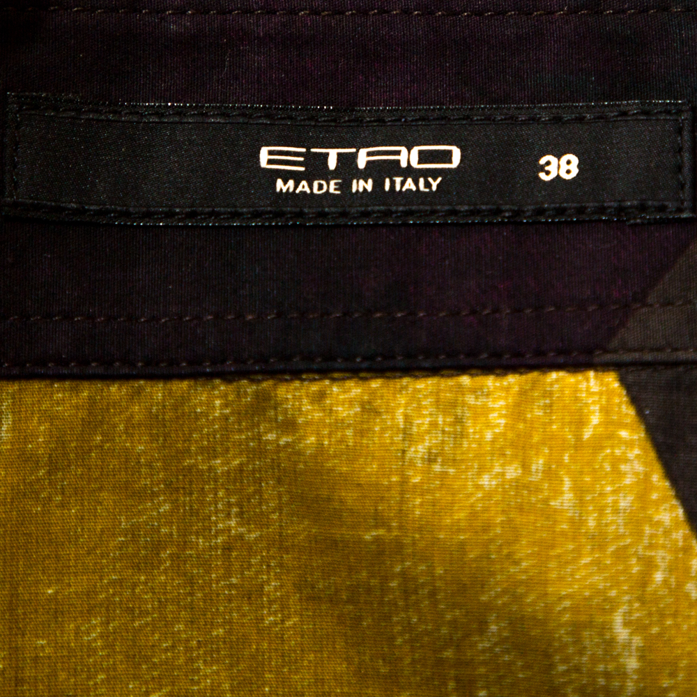 Etro Multicolor Floral Patch Print Stretch Cotton Shirt S
