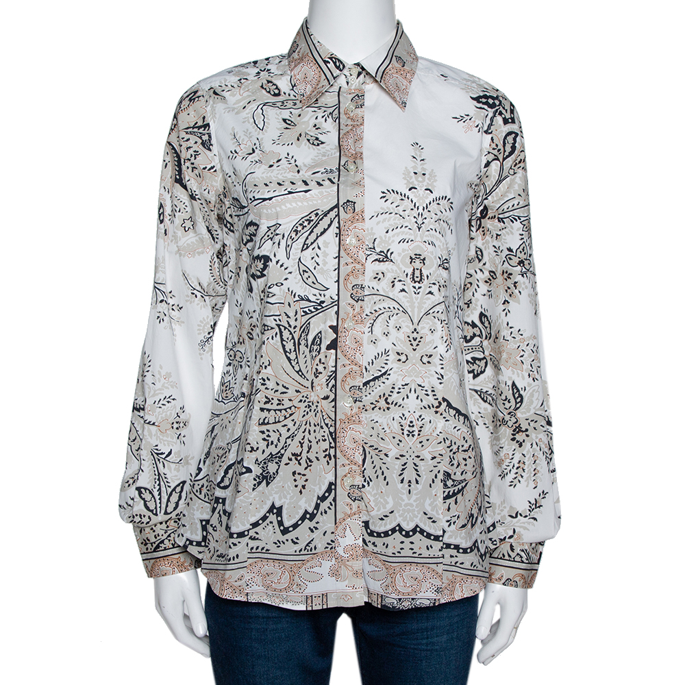 

Etro Beige Paisley Print Stretch Cotton Long Sleeve Shirt