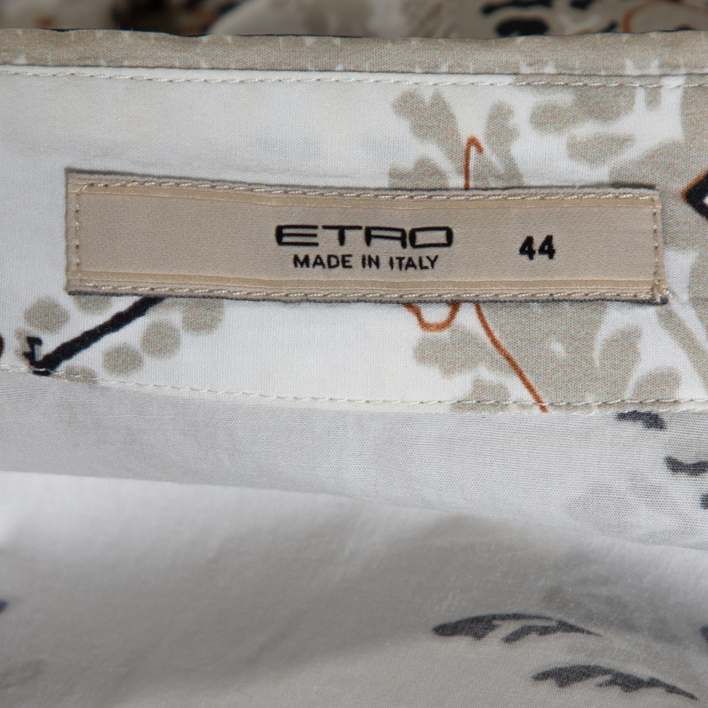 Etro Beige Paisley Print Stretch Cotton Long Sleeve Shirt M