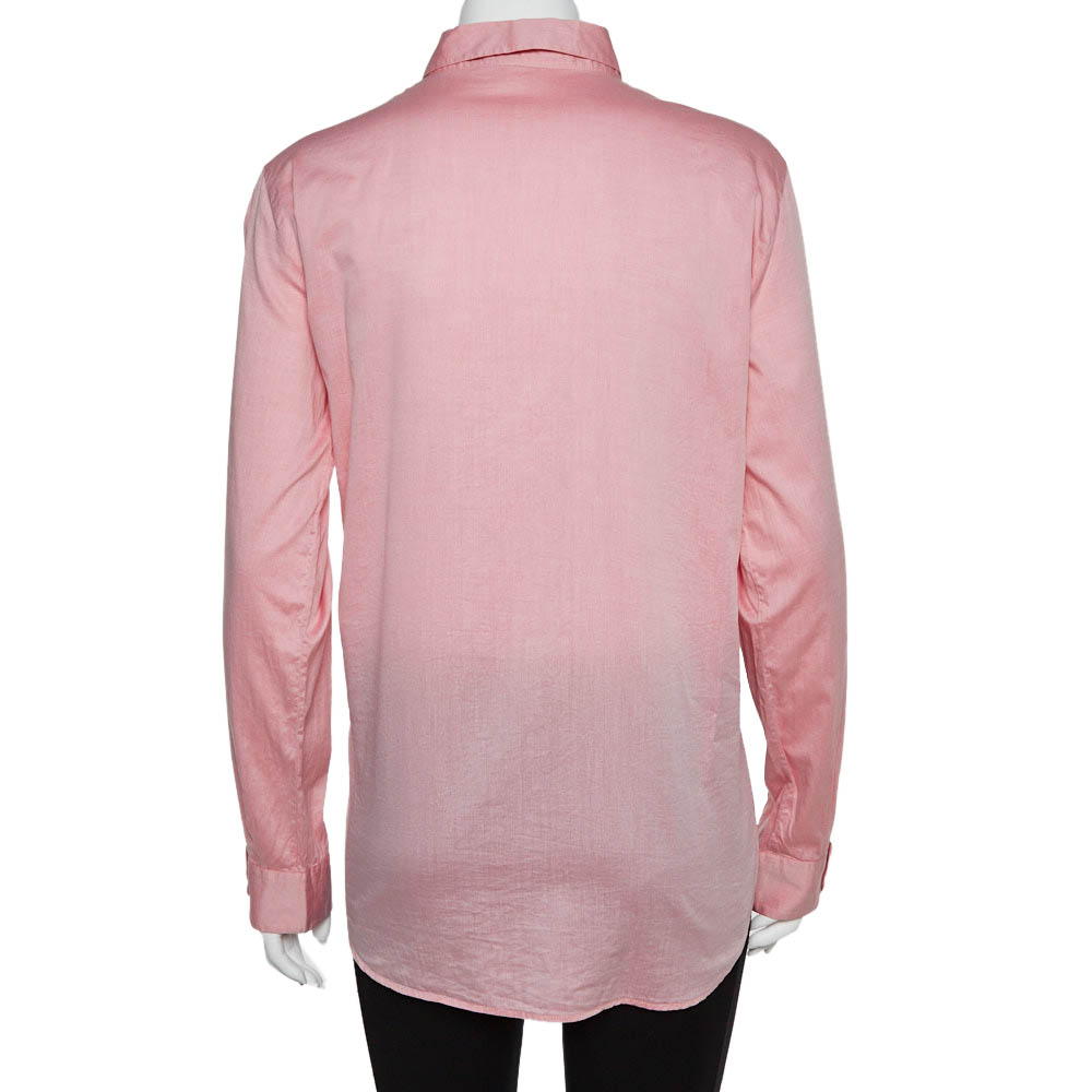 Etro Pink Paisley Print Cotton Button Front Shirt L