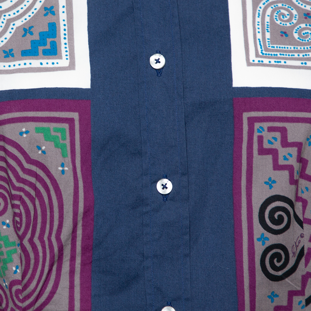 Etro Multicolor Patchwork Print Cotton Button Front Shirt L