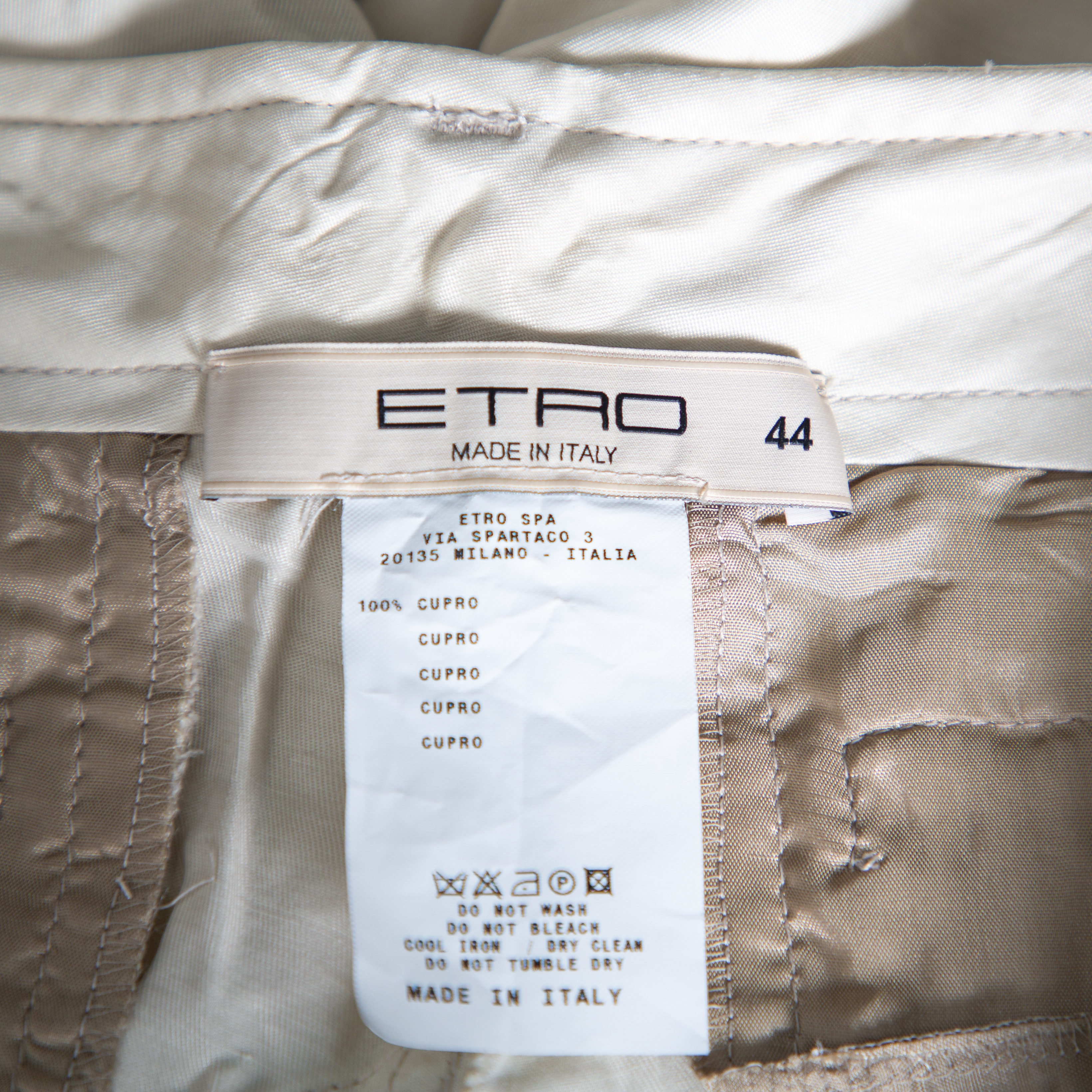 Etro Beige Cupro Cargo Trousers M